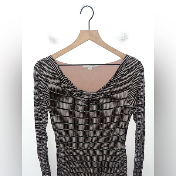 BODEN Long Sleeve Sheath Dress Black Printed Draped Neck Size 6R Wool Blend - Picture 4 of 9